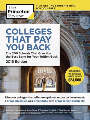 cover image of Colleges That Pay You Back, 2016 Edition